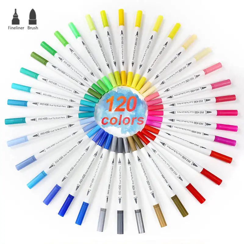 60 80 100 120 Customized Logo Colorful Dual Tip Watercolor Brush Marker Pen For Art Sketch Use
