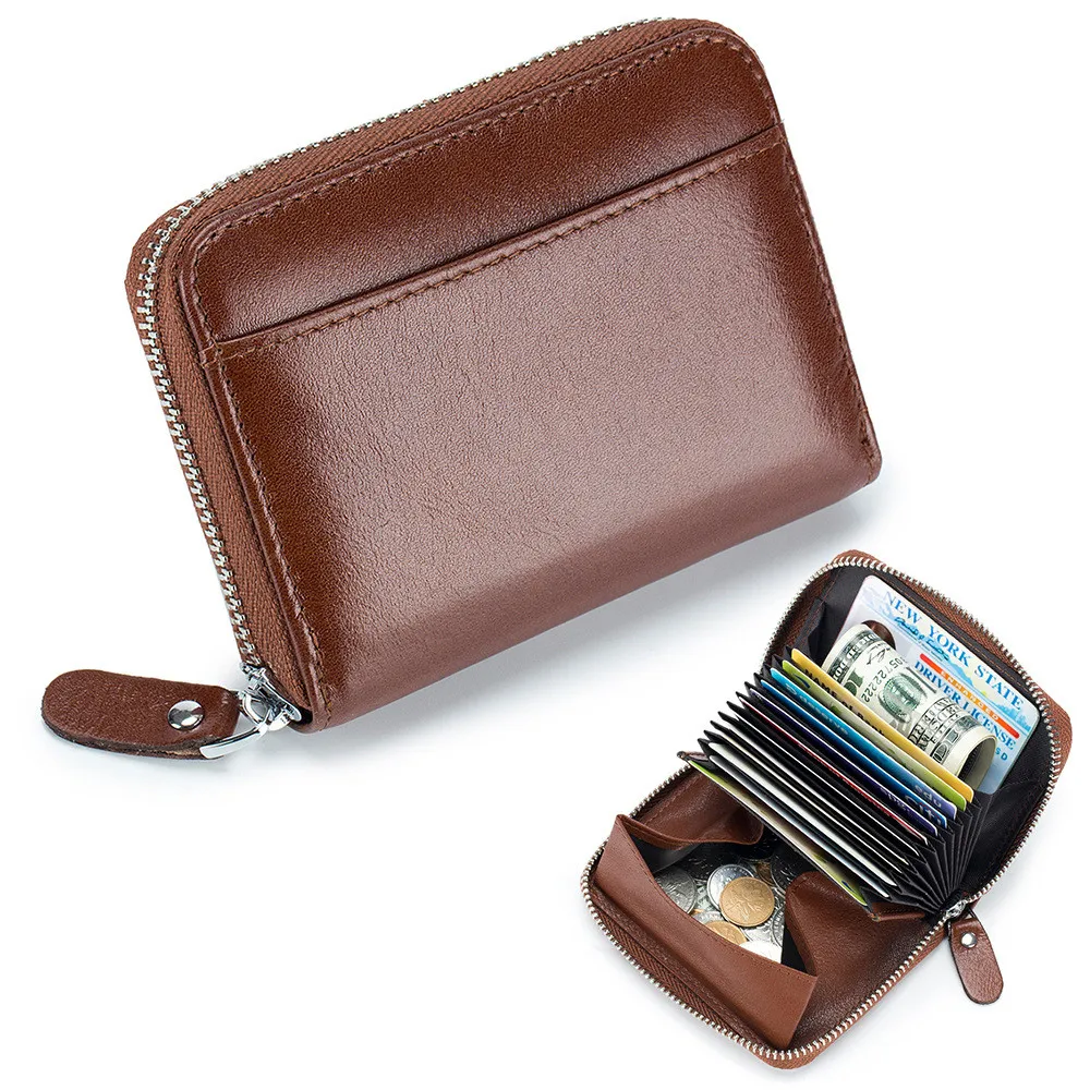 Factory Wholesale Compact Card Holder Wallets Rfid Card Wallets Genuine  Leather Zipper Coin Purse Wallet - Buy Men Wallet,Wallet,Card Holder  Product on Alibaba.com