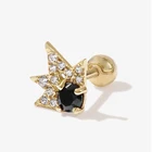 Black Stud Earrings ROXI 2020 High Quality S925 Sterling Silver Black Diamond Star Piercing Stud Earrings
