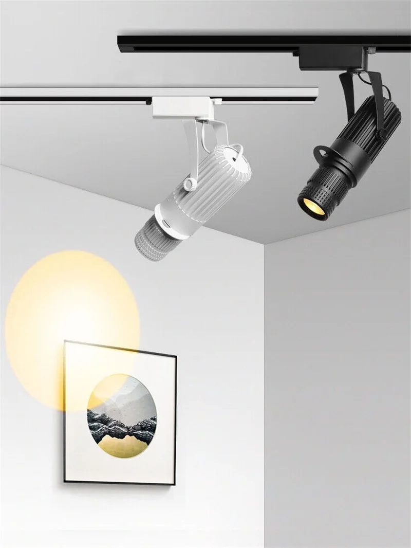 Zoomable Led Track Lights for Theater Stage Rail Lighting 7W 20W Focus LED HD Rotating Advertising Logo Projector Cob Spotlight