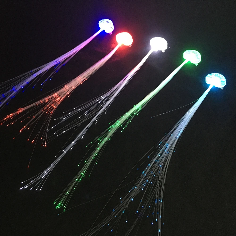 1PC New LED Fiber Optic RGB Lights Up Hair Barrette Clip Glow in the Dark Braid