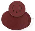 5 Inch 8 Hole Red Sand 125mm Disc Sandpaper Self-adhesive Flocking Sandpaper Brushed Back Flock Sandpaper
