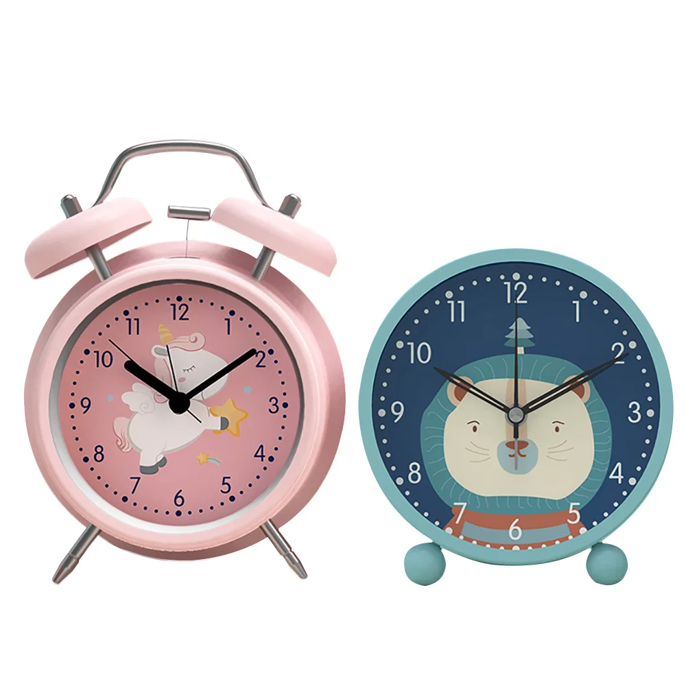 Hot Selling Non-ticking Vintage Classic Analog Kids Alarm Clock with Ningtlight for Bedrooms Travel Clock Loud Twin Bell