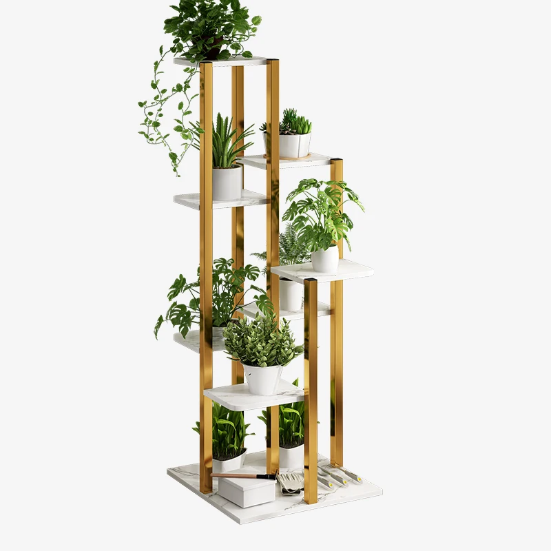 Modern indoor outdoor multi-layer floor-standing metal frame decorative flower stand