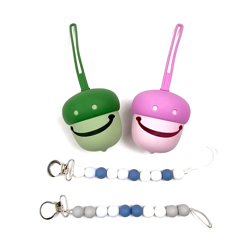 Wellfine Custom Silicone Pacifier Holder Case Chain Pacifier Box Dummies  Baby Pacifier Holders