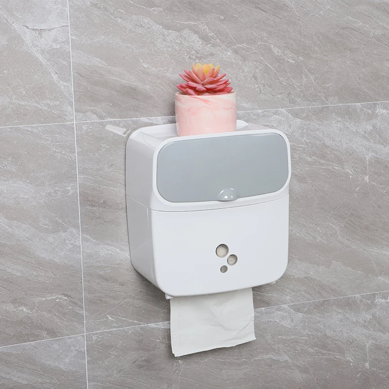 Wall Mounted Bathroom Paper Holder Roll Tissue Box Toilet Stand Holder Case 