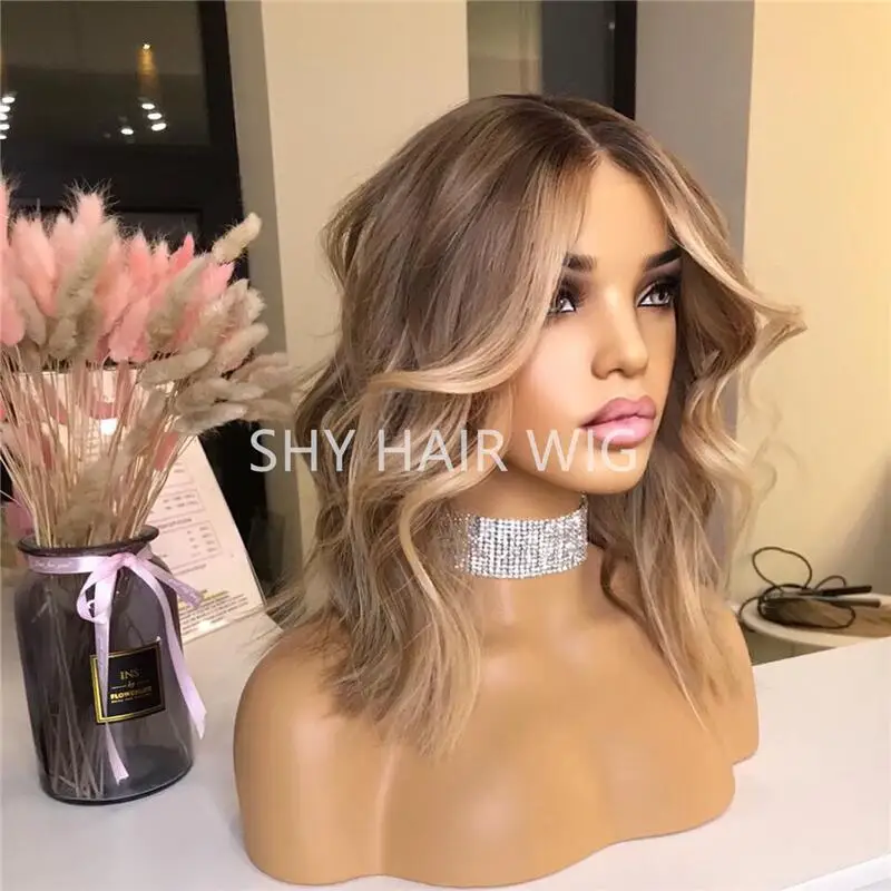 Heavy Density Ash Blonde Highlight Color Lace Wigs Human Hair