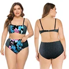 Beach 2021 New Sexy Floral Print Sleeveless Swimwear Beach Women Plus Size Bikini Swimsuits