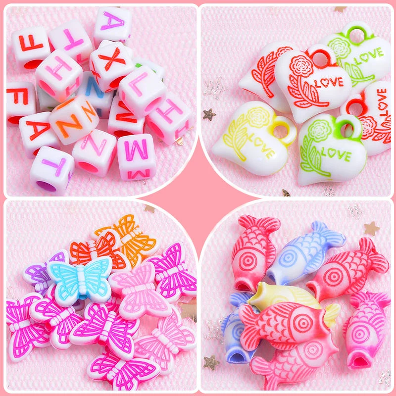 DIY Girls Beaded For Bracelet Acrylic Beads With Accessories Kits Children's Alphabet Glass Beading Toys