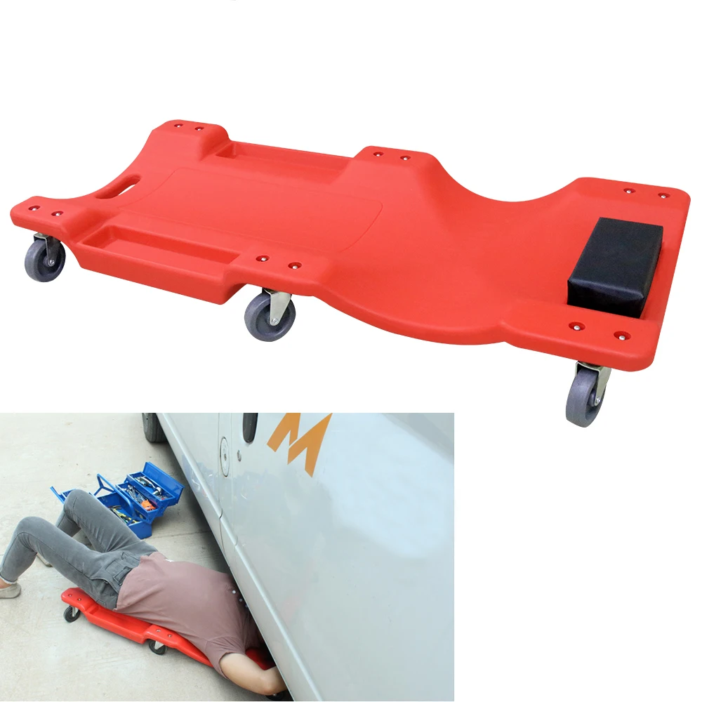Goplus Plastic Creeper HDPE Material Blow Molded 36 w/Padded Headrest 300 lb Capacity HDPE Molded Red 
