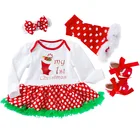 Set Girls Dress Sets Baby Christmas Outfits 4pcs Set Girls Snowflake Romper Dress Toddler Girls Clothing Sets
