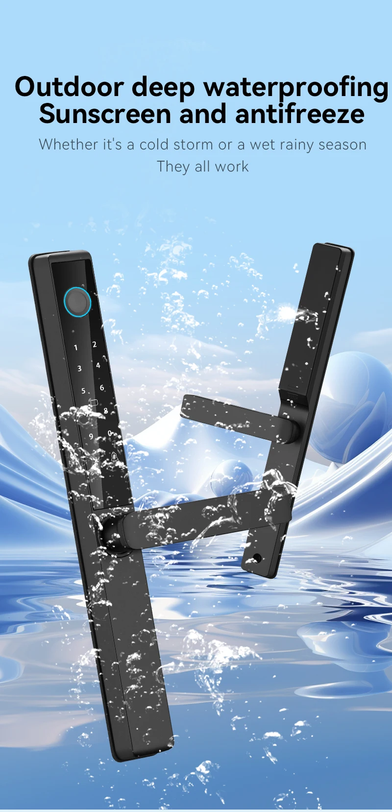 Qleung New Design S960 Waterproof Front Panel Smart Lock Tuya Wifi TTlock Digital Fingerprint Card Code Door Lock 5