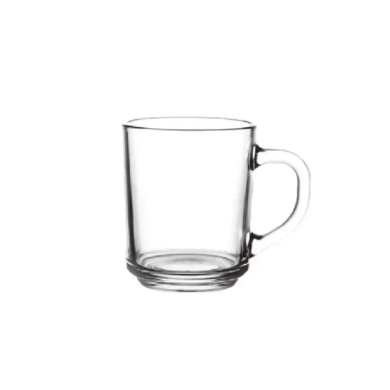 hot sale transparent custom logo insulated milk single wall glass cup mugs  Set of 6 Clear coffe water glass mug with handle