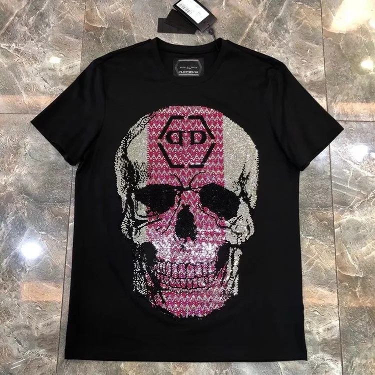 High Quality Luxury Branded Men's T-shirts 100% Cotton Rhinestones Teschio  E Shirt Skull T-shirts - Buy Skull T Shirts,Rhinestones T-shirt,Teschio E  Shirt Product on Alibaba.com