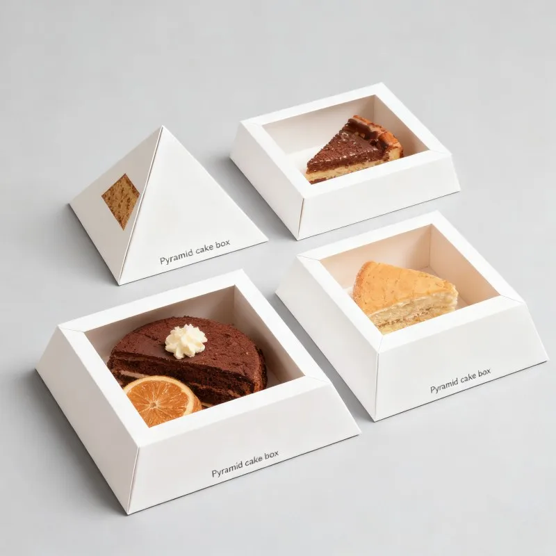 product paper pyramid box pyramid cake packaging boxes unique design gift box for chocolate cookie foodgrade packaging with handle-3