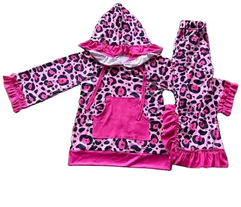 Top and Pants hoodies Boutique Outfit for girs and boys cotton printed winter clothes for kids
