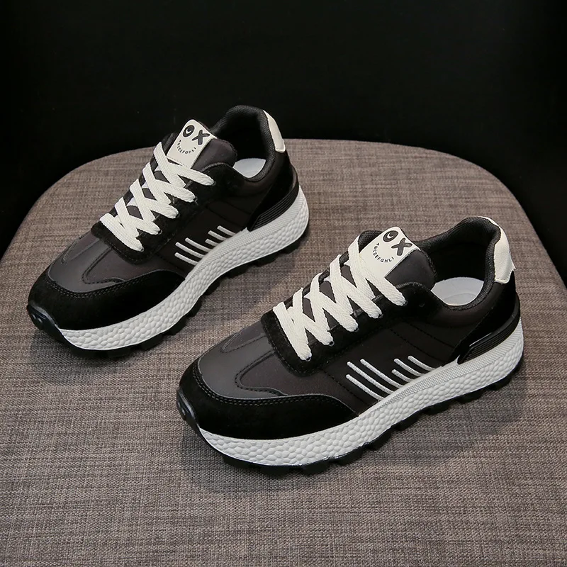 2024 Fashion women outdoor shoes running sneakers thick bottom heightened female laced sports shoes