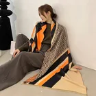 Cashmere Cashmerescarves Autumn And Winter Cashmere Ladies Heavy Shawl All-match Warm Stripe Letter Scarf