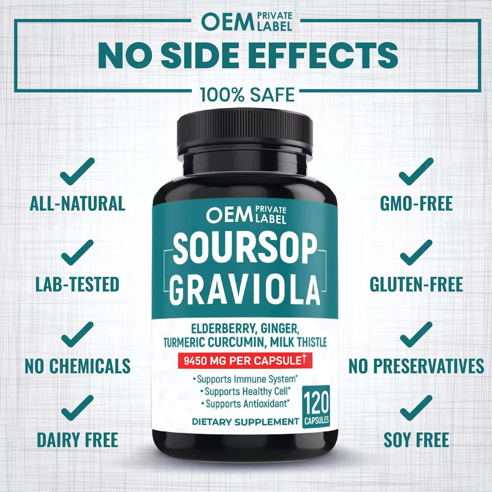 Soursop Graviola Extract Capsules With Curcumin Support Antioxidant