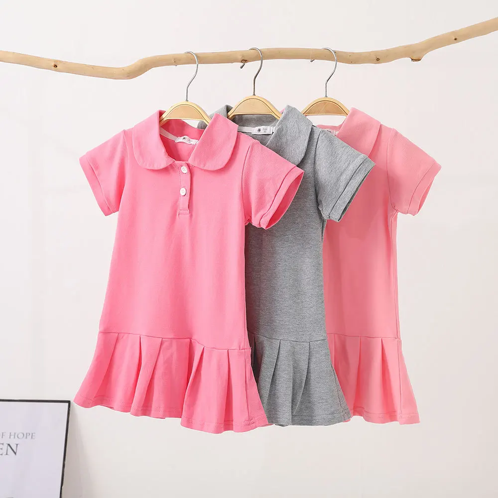 2023 summer toddler girls clothing boutique little girls children short sleeve one-piece clothes kids casual dresses