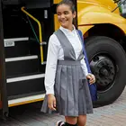 School Girls Schooluniform Custom School Pleated Jumpers In Red Or Customized Colors With Logo Design For Girls