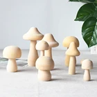 Handicraft Blank Wood Unpainted DIY Handicraft White Embryo Mushroom Toys For Kids