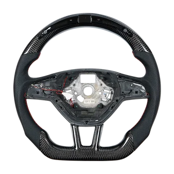 Professional Customized Carbon Fiber Steering Wheel For Skoda Octavia Kodiak Alcantara Leather Led Rpm