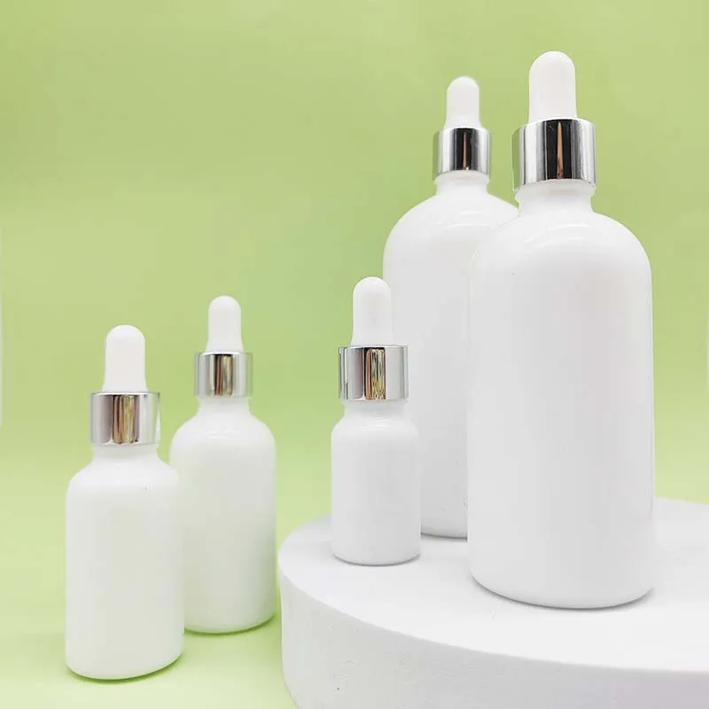 100ml hot sale glass essential oil bottle white porcelain bottle with aluminum dropper essence bottle-25