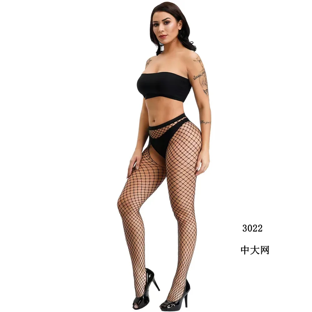 Large Size Sexy Lingerie Stockings Jacquard Fishnet Tights Crotchless