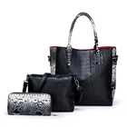Fashion pu leather handbag sets 3 pieces lady tote bag for women