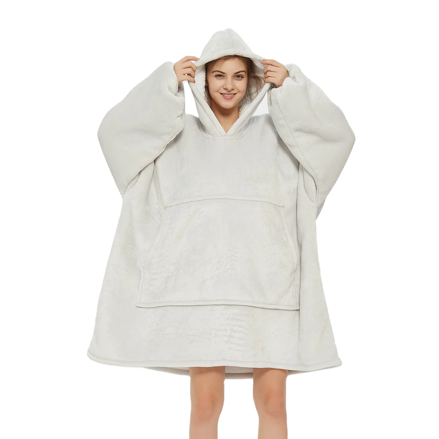 oversized fluffy moletom com capuz blanket