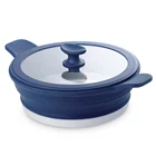 Pot Lid Multi-Function Cooking Sauce Pans Space Saving Silicone Foldable Double Handles Pot With Lid