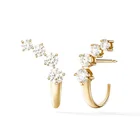 Cubic Hoop High Quality Cubic Zirconia Sterling Silver Jewelry 18k Gold Plated Huggie Hoop Earrings