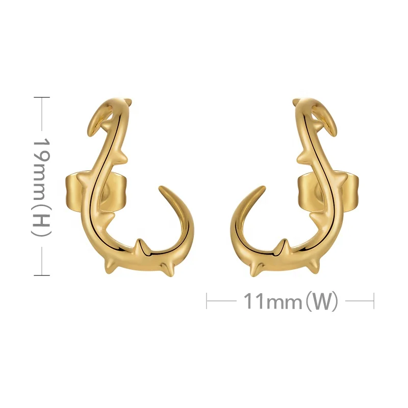 Original Design 18K Gold Plated Brass Jewelry Piercing Thistle Thorn Ear Stud Women Party Accessories Earrings E221404