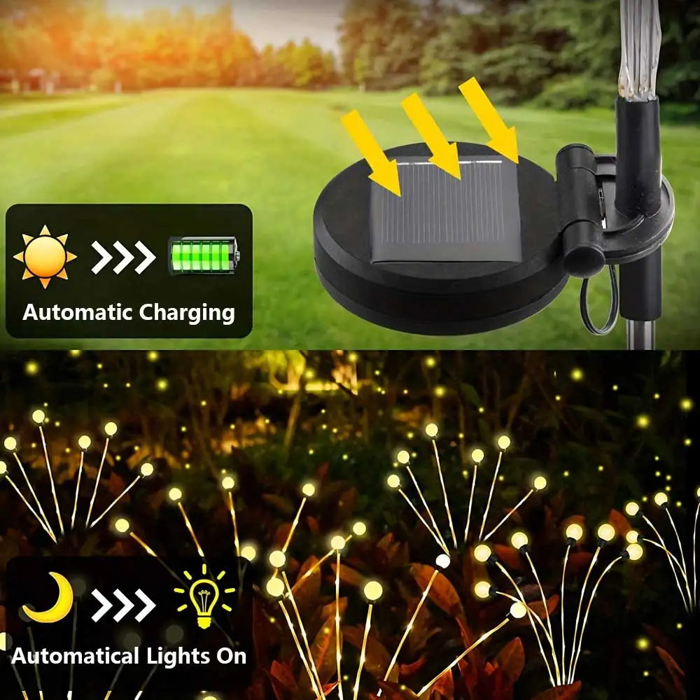 Outdoor Solar Powered Pathway Light Waterproof Heads Led Swaying