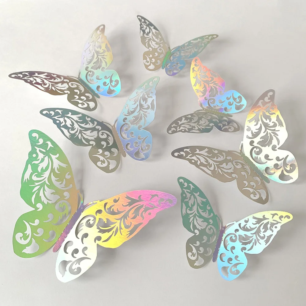 Gold butterfly 12 pcs wedding bouquet decorating silver butterfly paper toppers for cake decorating party supplies