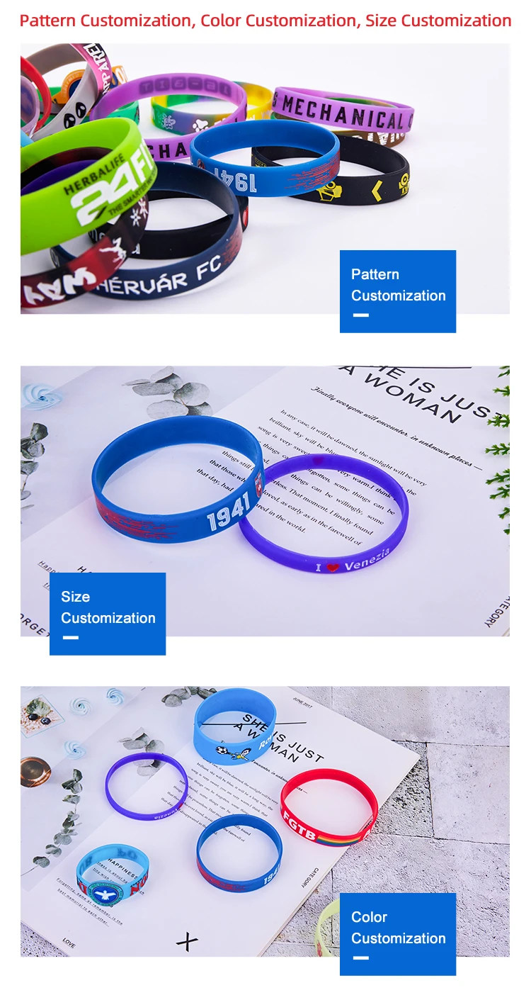 China Factory Customized Design Creative Silicone Bracelets With Logo Printed Sublimation Wristband Set Packaging