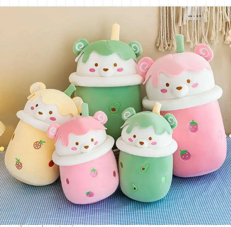 New Cheap Cute Stuffed&plush Toy Boba Stuffed Plushie Bubble Tea Plush Pillow Cartoon Cylindrical Milk Boba Tea Cup Pillow Toy
