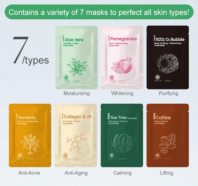 Private Label Korean Face Sheet Facial Mask Whitening Moisturizing Facial Mask for Face Care