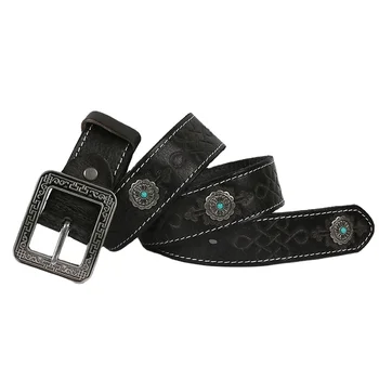 Luxury cow belts for men genuine leather Western Men's Leather Rhinestone Belt with Studded Belt for Men