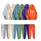 Set Hoodie Custom Printing Logo Slim Fit Long Drawstrings Sport Wear Hoodie And Jogger Set For Men