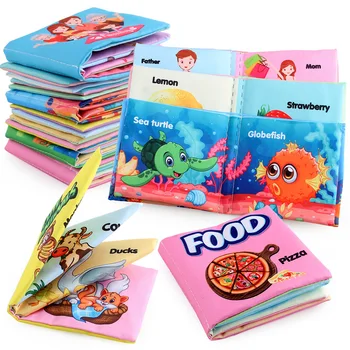 Infant Cloth Book Hand Tear Not Rotten Early Education Science Teach Children Cognitive English Palm Cloth Book