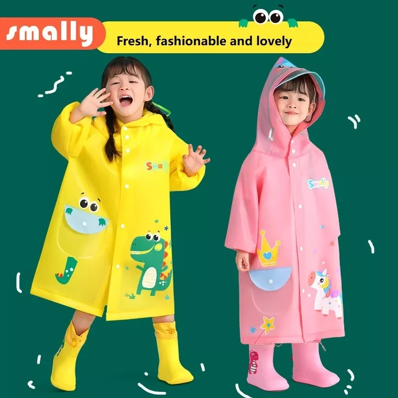 Printed Rain Coat Kids Rain Jacket Cartoon Girl's Raincoat with Reflective Stripe Pu 100% Polyester Waterproof DD863 Child Opp