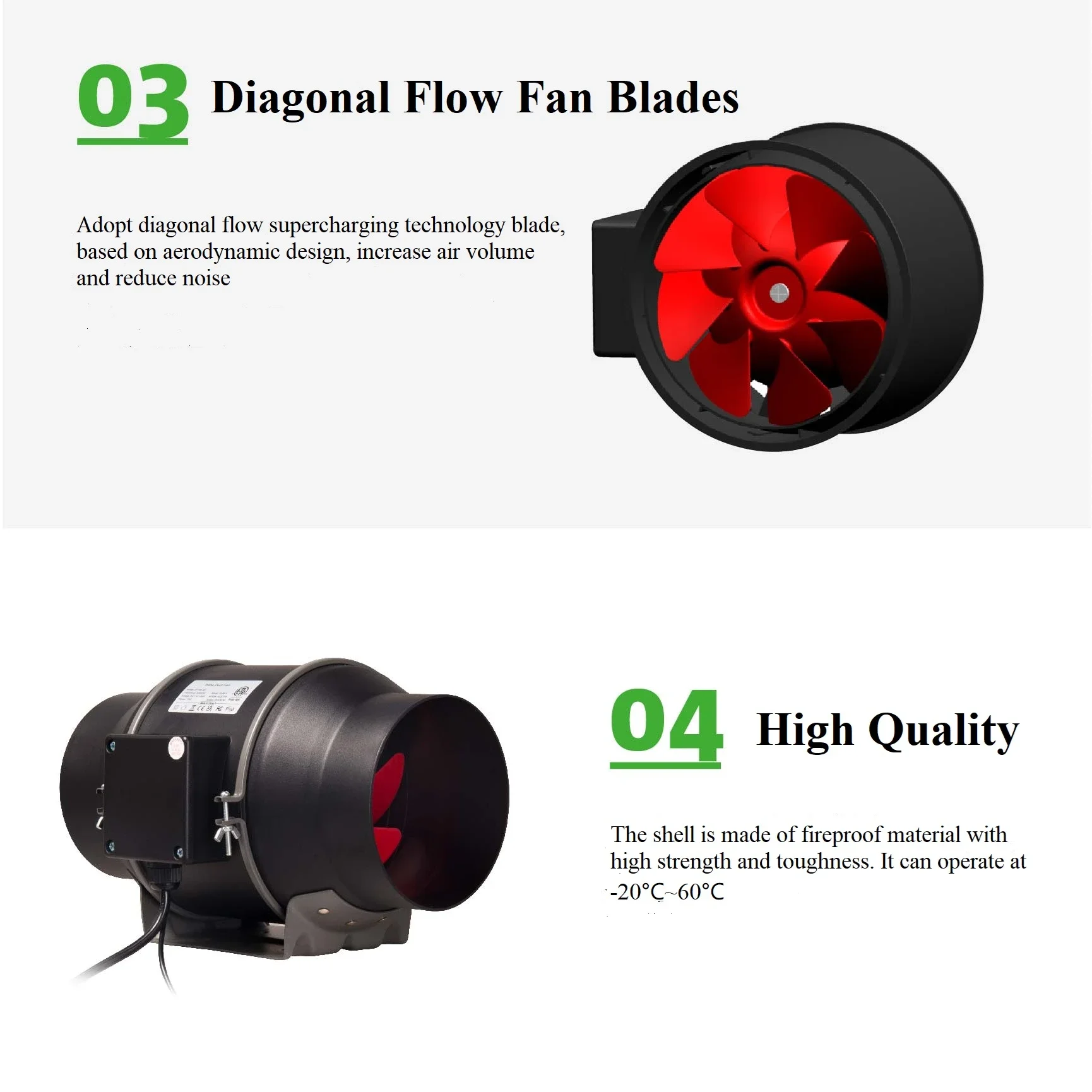 Inline Duct Fan, Axial, 110-240V, Electric - detail 14