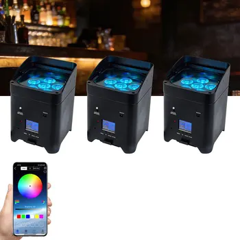 Factory Rechargeable 6x18W LED Battery IP65 Waterproof Spotlights DMX512 RGBWA+UV Wireless for Stage/Bar Events