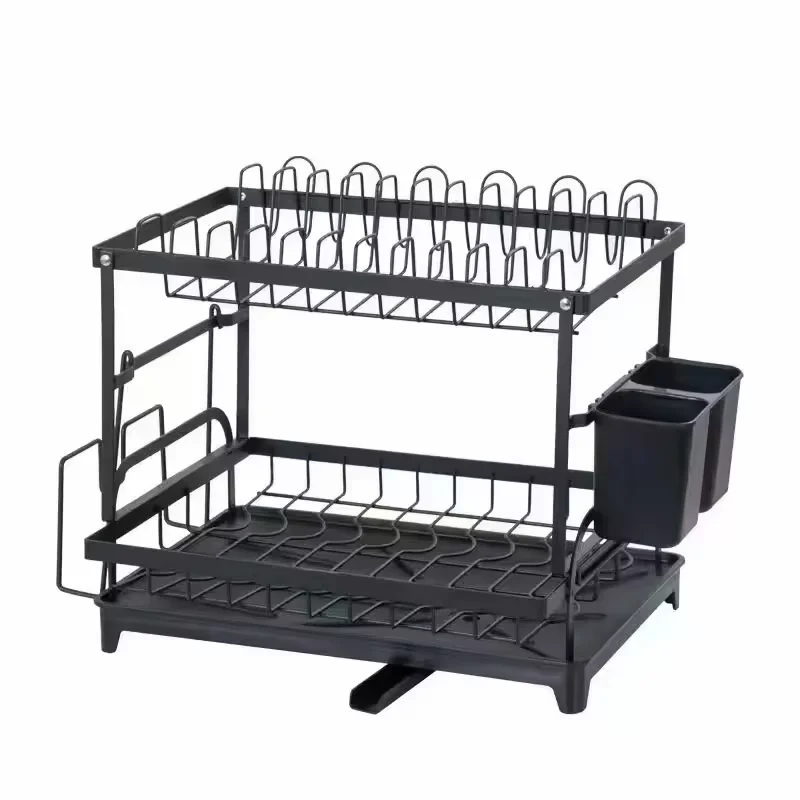 Double layer dish storage rack  iron drainage bracket  in stock factory direct sales drying rack