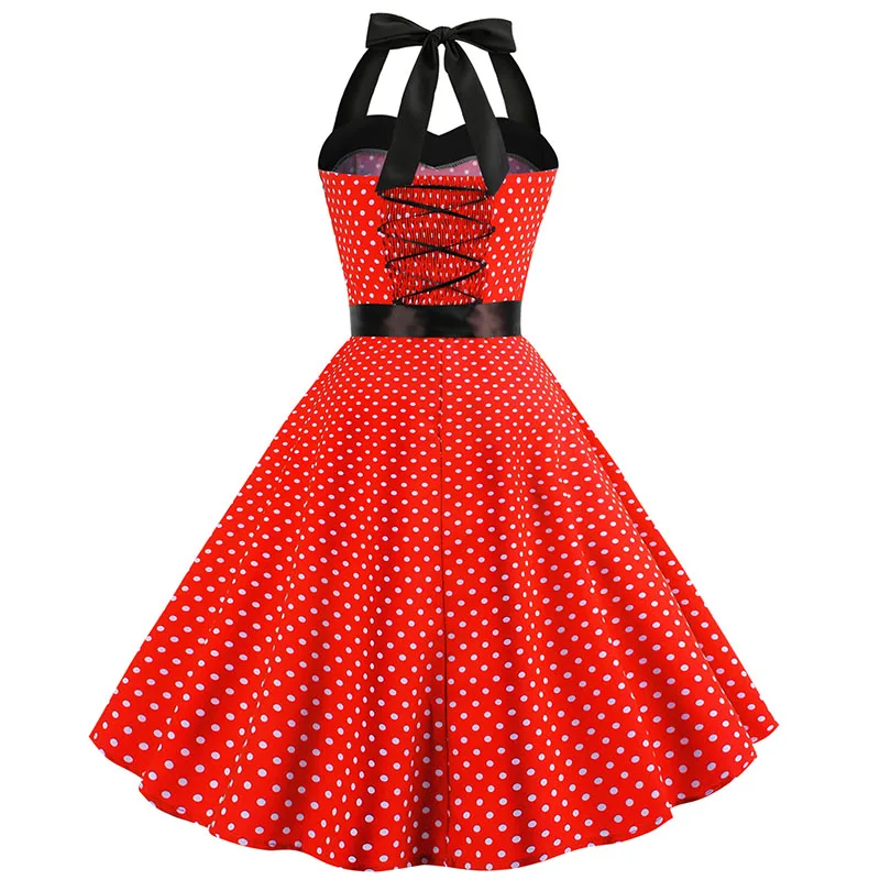 Red halter skirt store polka dot