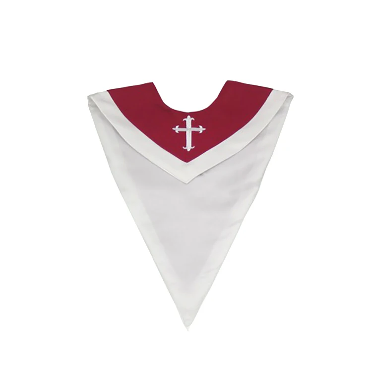 Two Color Satin Reversible Matte Front Choir Stole V Stole Reversible Choir Stoles with Cross details