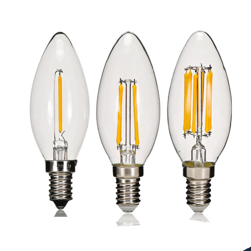 Super Bright E14 LED Bulb AC220 4W 8W 12W Filament Candle Light C35 C35L Edison Bulb Retro Antique Vintage Style Cold Warm White