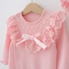 Baby Organic Baby New Design OEM 100% Baby Girl Lace Organic Cotton Romper Baby Clothing Organic Long Sleeve